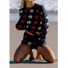 image:imageCHARTOU Womens 2 Piece Cute Star Knit Pullover Sweater and Short Sets Sexy Slim Fit Beach Vacation OutfitsNavy