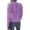 image:imageCHARTOU Womens Elegant Chunky Cable Knit Crochet Open Front Cardigan Sweater with BeltPurple