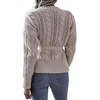 image:imageCHARTOU Womens Elegant Chunky Cable Knit Crochet Open Front Cardigan Sweater with BeltWhite