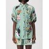 image:imageCHARTOU Womens Floral 2 Piece Outfits Boho Shot Sleeve Shirt High Waist Drawstring Beach Shorts SetsGreen