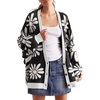 image:imageCHARTOU Floral Cardigan Sweater for Women Slouchy Open Front Cardigan Daisy Flower Sweater OutwearBlack