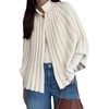 image:imageCHARTOU Women Pleated Cloak Sweater Cardigan Stand Collar Open Front Long Sleeve Cape Batwing Knit CoatWhite