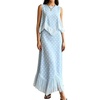 image:imageCHARTOU Women Polka Dot Two Pieces Sets Sleeveless Tank Top Tassel Long Skirt Matching Vacation SetsLight Blue