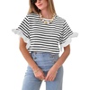 image:imageCHARTOU Women Summer Striped Tops Cute Ruffle Hem Short Sleeve Oversized T Shirt Casual Loose TeesBlack