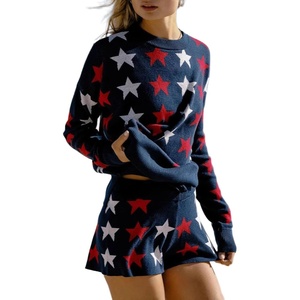 image:imageCHARTOU Womens 2 Piece Cute Star Knit Pullover Sweater and Short Sets Sexy Slim Fit Beach Vacation OutfitsNavy