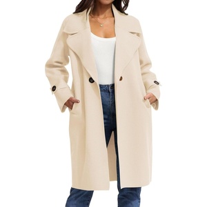 image:imageCHARTOU Womens Long Sweater Blazer Jacket Lightweight 1 Button Warm Knit Fall Winter CoatBeige