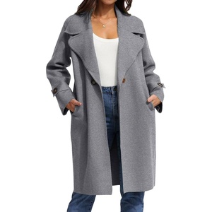 image:imageCHARTOU Womens Long Sweater Blazer Jacket Lightweight 1 Button Warm Knit Fall Winter CoatGrey