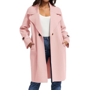 image:imageCHARTOU Womens Long Sweater Blazer Jacket Lightweight 1 Button Warm Knit Fall Winter CoatPink
