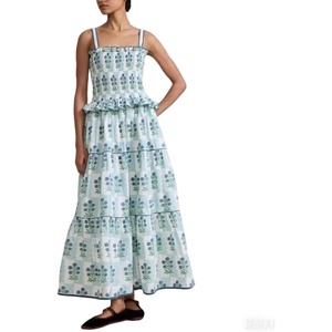 image:imageCHARTOU Women Floral Ruffle Tiered Y2k Maxi Dress Long Flowy Smocked Cute Party Dress with PocketsGreen