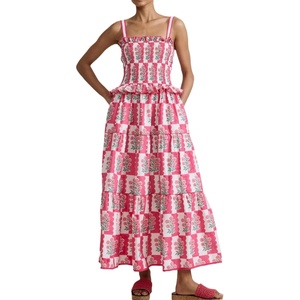 image:imageCHARTOU Women Floral Ruffle Tiered Y2k Maxi Dress Long Flowy Smocked Cute Party Dress with PocketsRose