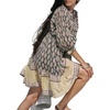 image:imageCHARTOU Women Boho Floral Mini Dress Summer Puff Sleeve Button Up Tiered Ruffle Babydoll Short DressBlack