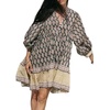 image:imageCHARTOU Women Boho Floral Mini Dress Summer Puff Sleeve Button Up Tiered Ruffle Babydoll Short DressBlack