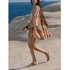 image:imageCHARTOU Women Boho Floral Mini Dress Summer Puff Sleeve Button Up Tiered Ruffle Babydoll Short DressPink