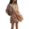 image:imageCHARTOU Women Boho Floral Mini Dress Summer Puff Sleeve Button Up Tiered Ruffle Babydoll Short DressPink