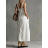 image:imageCHARTOU Women Button Front Overall Dress Bib Summer Loose A Line Midi Dress with PocketsWhite
