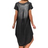 image:imageCHARTOU Women Casual Short Sleeve Denim Dress Summer Shift Dress Knee Length Tunic Dress Ruffle Back Midi DressBlack
