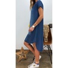 image:imageCHARTOU Women Casual Short Sleeve Denim Dress Summer Shift Dress Knee Length Tunic Dress Ruffle Back Midi DressDark Blue