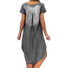 image:imageCHARTOU Women Casual Short Sleeve Denim Dress Summer Shift Dress Knee Length Tunic Dress Ruffle Back Midi DressGrey