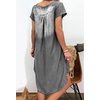image:imageCHARTOU Women Casual Short Sleeve Denim Dress Summer Shift Dress Knee Length Tunic Dress Ruffle Back Midi DressGrey