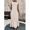 image:imageCHARTOU Women Cotton Ruffle Trim Maxi Dress Boho Flowy Sleeveless Beach Tiered Tank DressApricot