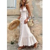 image:imageCHARTOU Women Cotton Ruffle Trim Maxi Dress Boho Flowy Sleeveless Beach Tiered Tank DressApricot