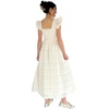image:imageCHARTOU Women Eyelet Lace Long Dress Summer Smocked Ruffle Flutter Sleeve Boho Floral Long Flowy Party DressCream