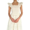 image:imageCHARTOU Women Eyelet Lace Long Dress Summer Smocked Ruffle Flutter Sleeve Boho Floral Long Flowy Party DressCream