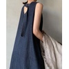 image:imageCHARTOU Women Maxi Denim Dress Loose Fit Flutter Sleever Tank Jean DressDark Blue