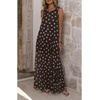 image:imageCHARTOU Women Polka Dot Long Flowy Dress Sleeveless Elegant Chiffon A Line Tunic Dress Beach CoverupsBlue