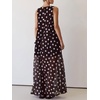 image:imageCHARTOU Women Polka Dot Long Flowy Dress Sleeveless Elegant Chiffon A Line Tunic Dress Beach CoverupsWhite