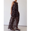 image:imageCHARTOU Women Polka Dot Long Flowy Dress Sleeveless Elegant Chiffon A Line Tunic Dress Beach CoverupsWhite