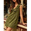 image:imageCHARTOU Women Summer Denim Mini Dress Casual Loose Ruffle Collar Sleeveless Buttons Shift Jean DressArmy Green