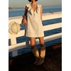 image:imageCHARTOU Women Summer Denim Mini Dress Casual Loose Ruffle Collar Sleeveless Buttons Shift Jean DressBeige