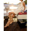 image:imageCHARTOU Women Summer Denim Mini Dress Casual Loose Ruffle Collar Sleeveless Buttons Shift Jean DressBeige