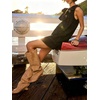 image:imageCHARTOU Women Summer Denim Mini Dress Casual Loose Ruffle Collar Sleeveless Buttons Shift Jean DressBlack
