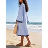 image:imageCHARTOU Women Summer Striped Midi Dress RIC Rac Trim 34 Bell Sleeve Loose Casual Tunic DressBlue