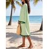 image:imageCHARTOU Women Summer Striped Midi Dress RIC Rac Trim 34 Bell Sleeve Loose Casual Tunic DressGreen