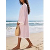 image:imageCHARTOU Women Summer Striped Midi Dress RIC Rac Trim 34 Bell Sleeve Loose Casual Tunic DressPink