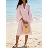 image:imageCHARTOU Women Summer Striped Midi Dress RIC Rac Trim 34 Bell Sleeve Loose Casual Tunic DressPink