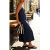 image:imageCHARTOU Womens Denim Midi Dress Sleeveless Spaghetti Strap Tie Front V Neck Casual Loose Fit Long Dress for Summer VacationDark Blue