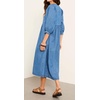 image:imageCHARTOU Womens Denim Midi Dress V Neck Puff 34 Sleeve ALine Casual Babydoll Jean Dresses Flowy Tiered Long Denim DressLight Blue