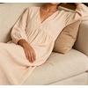 image:imageCHARTOU Womens Gauze Cotton Midi Dress V Neck 34 Puff Sleeve Casual Loose Flowy Tiered Summer Beach Dress with PocketsApricot