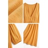 image:imageCHARTOU Womens Gauze Cotton Midi Dress V Neck 34 Puff Sleeve Casual Loose Flowy Tiered Summer Beach Dress with PocketsOrange