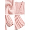image:imageCHARTOU Womens Gauze Cotton Midi Dress V Neck 34 Puff Sleeve Casual Loose Flowy Tiered Summer Beach Dress with PocketsPink