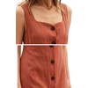 image:imageCHARTOU Womens Linen Midi Dress Sleeveless Square Neck Button Down Casual Summer A Line Long Dresses for Beach VacationCoral