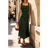 image:imageCHARTOU Womens Linen Midi Dress Sleeveless Square Neck Button Down Casual Summer A Line Long Dresses for Beach VacationGreen