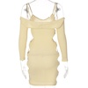 image:imageCHARTOU Womens Sexy Knitted Cutout Party Spaghetti Strap Bodycon Mini Dress Sheath with Detachable SleevesApricot