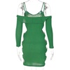 image:imageCHARTOU Womens Sexy Knitted Cutout Party Spaghetti Strap Bodycon Mini Dress Sheath with Detachable SleevesGreen