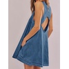 image:imageCHARTOU Womens Short Denim Jumper Dress Jean Sleeveless Back Cut Out Zip Up Romper Tank DressDark Blue