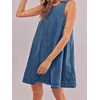 image:imageCHARTOU Womens Short Denim Jumper Dress Jean Sleeveless Back Cut Out Zip Up Romper Tank DressDark Blue